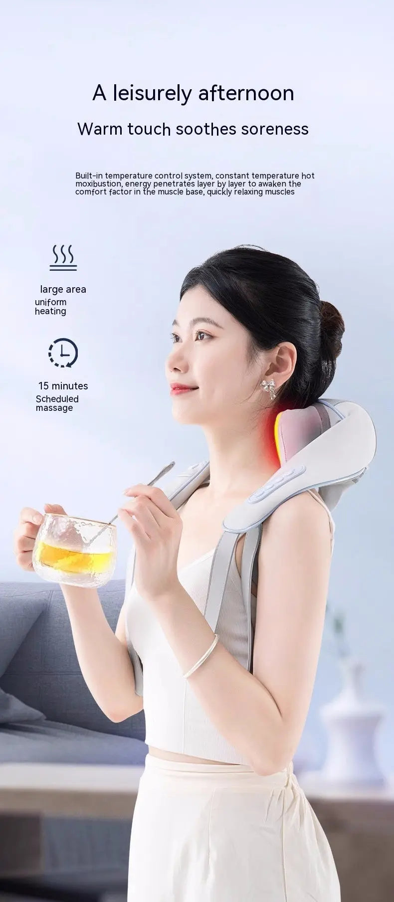 Cervical Oblique Muscle Massager Shoulder Hot Compress Rechargeable Massage Shawl Neck Bpower Fitness