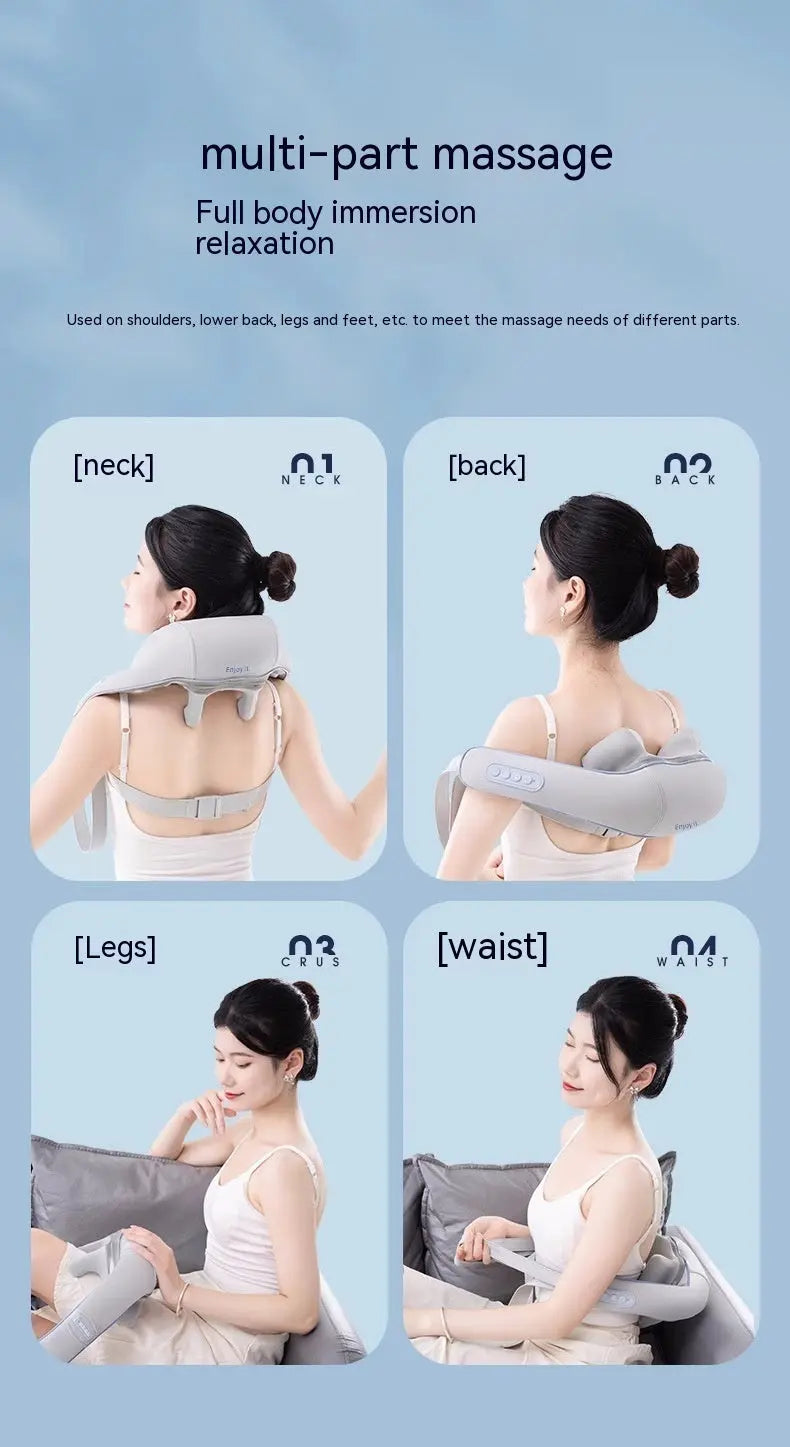 Cervical Oblique Muscle Massager Shoulder Hot Compress Rechargeable Massage Shawl Neck Bpower Fitness