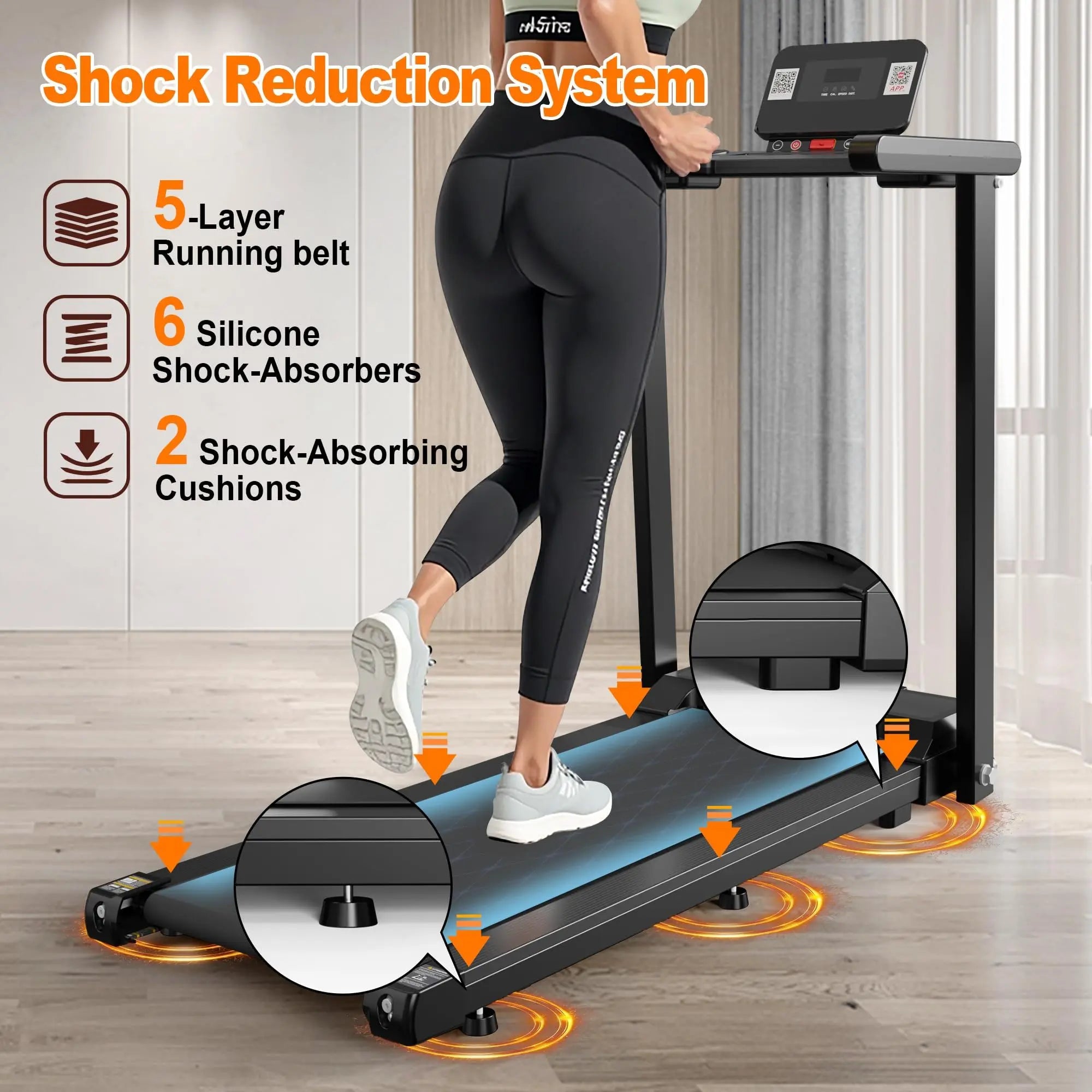 Quiet Folding 2.5 HP Treadmill With LED Display, Cup Holder And Safety Key Bpower Fitness