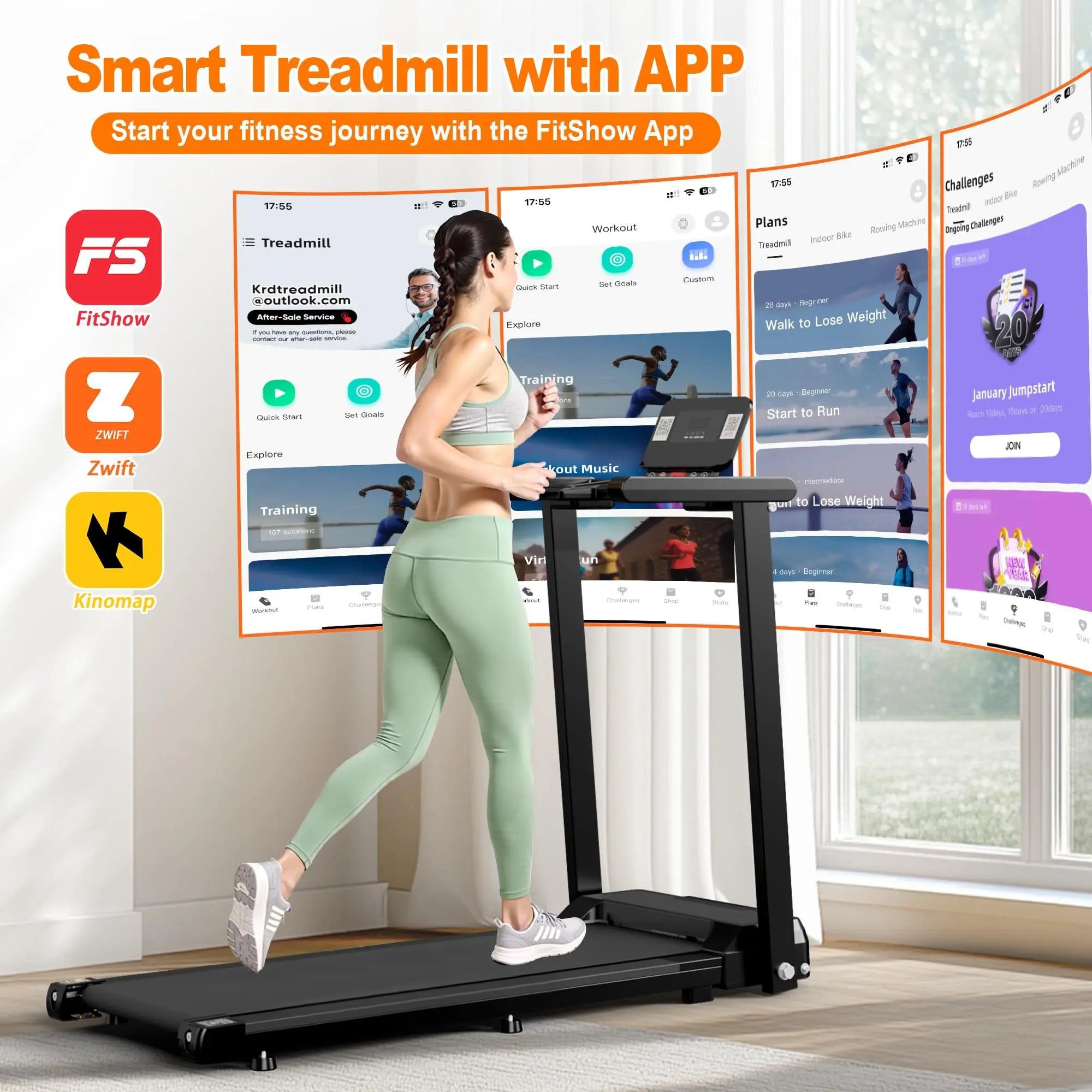 Quiet Folding 2.5 HP Treadmill With LED Display, Cup Holder And Safety Key Bpower Fitness
