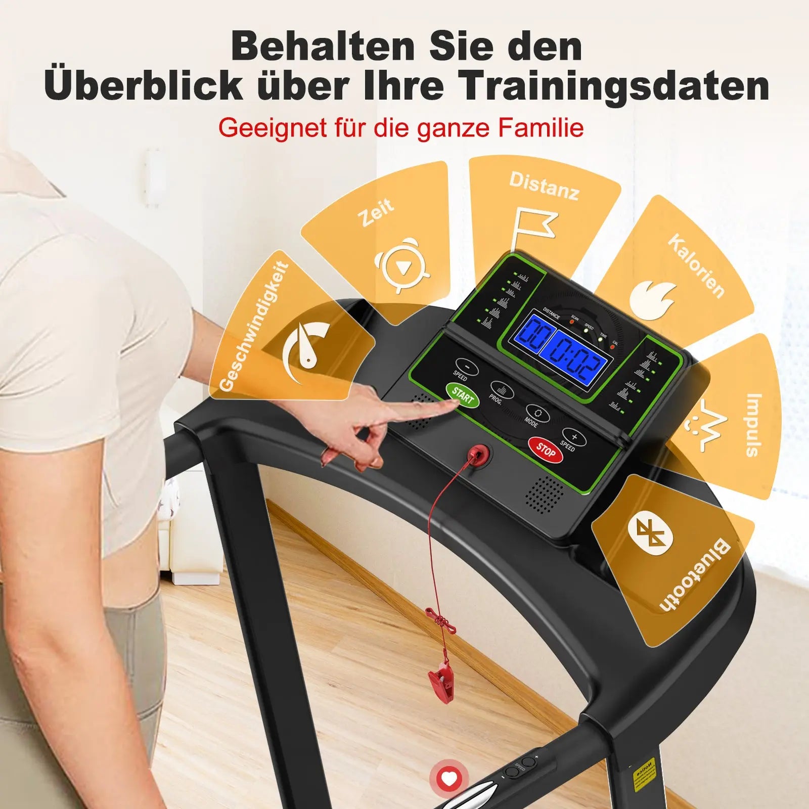 EU Electric Treadmill, Folding Treadmill For Home Up To 12 Kmh, With LED Display, App And Tablet Holder, Compact Treadmill For Home And Office Bpower Fitness