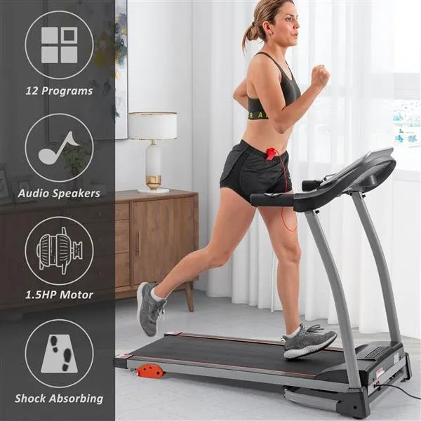 Easy Folding Treadmill For Home Use, 2.5HP Electric Running, Jogging & Walking Machine With Device Holder & Pulse Sensor, 3-Level Incline Adjustable Compact Foldable Bpower Fitness