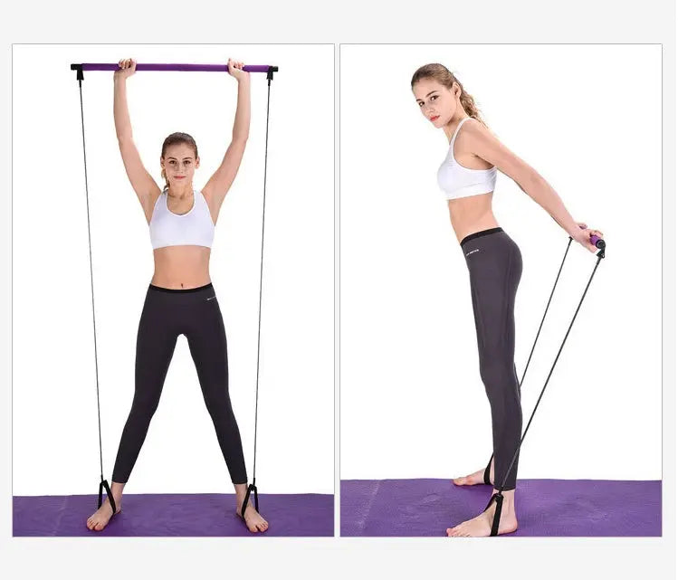 Yoga Crossfit Resistance Bands Exerciser Pull Rope Portable Gym Workout Pilates Bar Trainer Elastic Bands Bpower Fitness