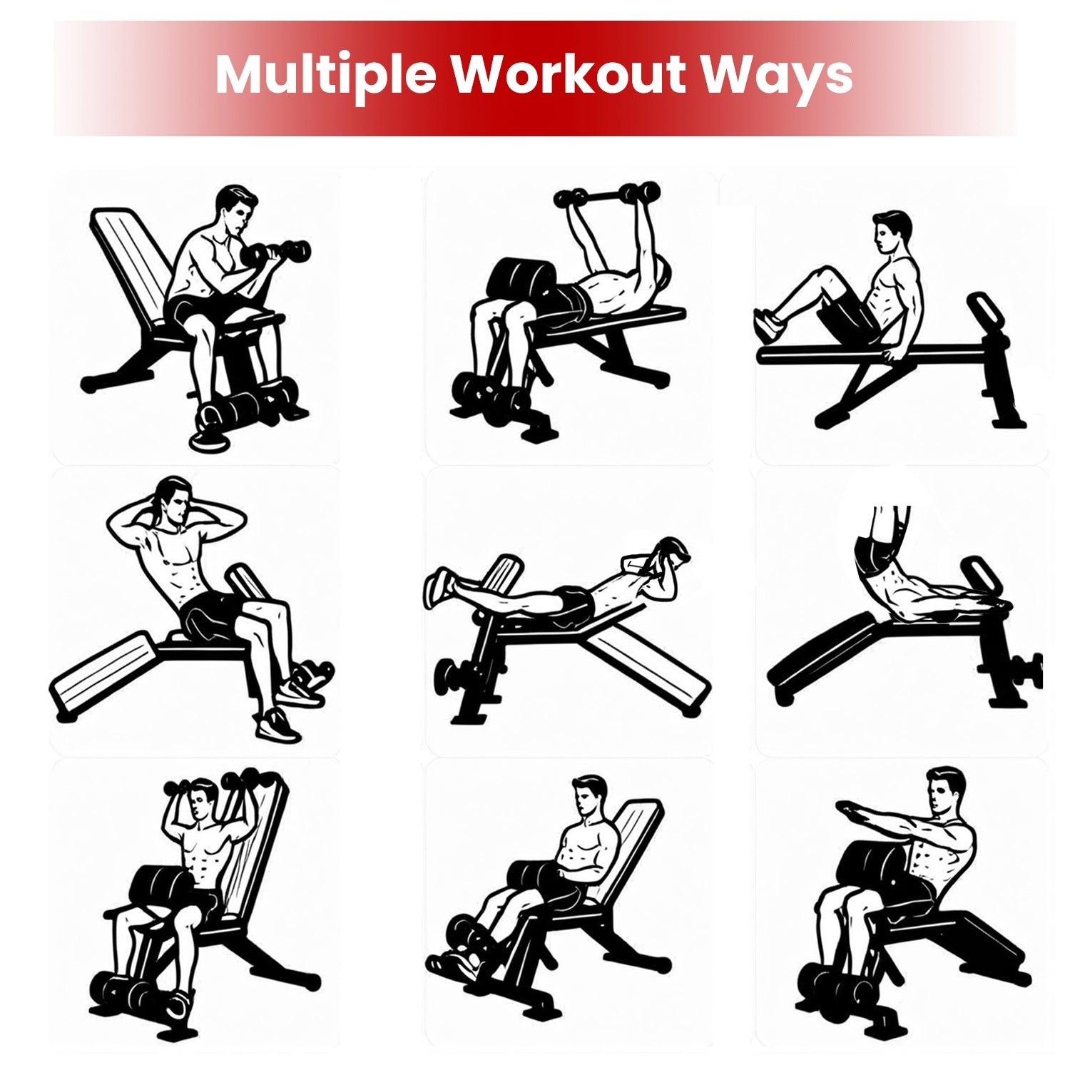 1Pc  Adjustable Weight Bench With Preacher Curl Pad Resistance Bands Leg Extension For Home Gym Full Body Exercise Fedex Shipping Bpower Fitness