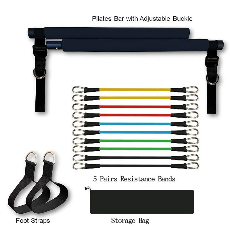 Fitness Yoga Pilates Bar Portable Gym Accessories Sport Elastic Bodybuilding Resistance Bands For Home Trainer Workout Equipment Bpower Fitness