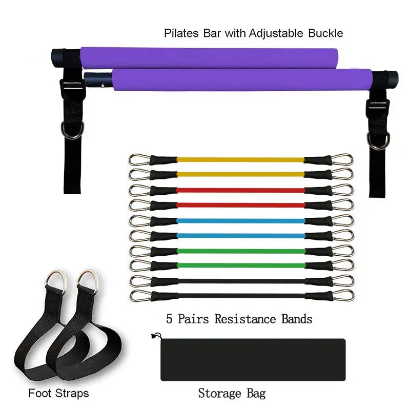 Fitness Yoga Pilates Bar Portable Gym Accessories Sport Elastic Bodybuilding Resistance Bands For Home Trainer Workout Equipment Bpower Fitness