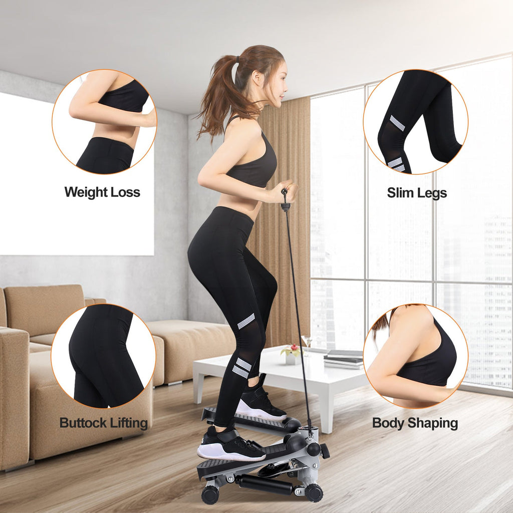 Stepper For Exercise Mini Fitness Stepper With 2 Resistance Bands LCD Monitor Max 330.7LBS Load Stair Stepper Quiet Stepper Bpower Fitness