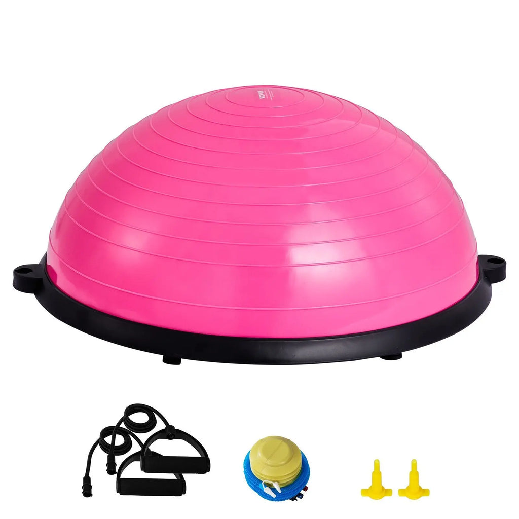 VEVOR Half Exercise Ball Trainer, 23 Inch Balance Ball Trainer, 660lbs Capacity Stability Ball, Yoga Ball With Resistance Bands & Foot Pump, Strength Fitness Ball For Home Gym, Full Body Workout, Bpower Fitness