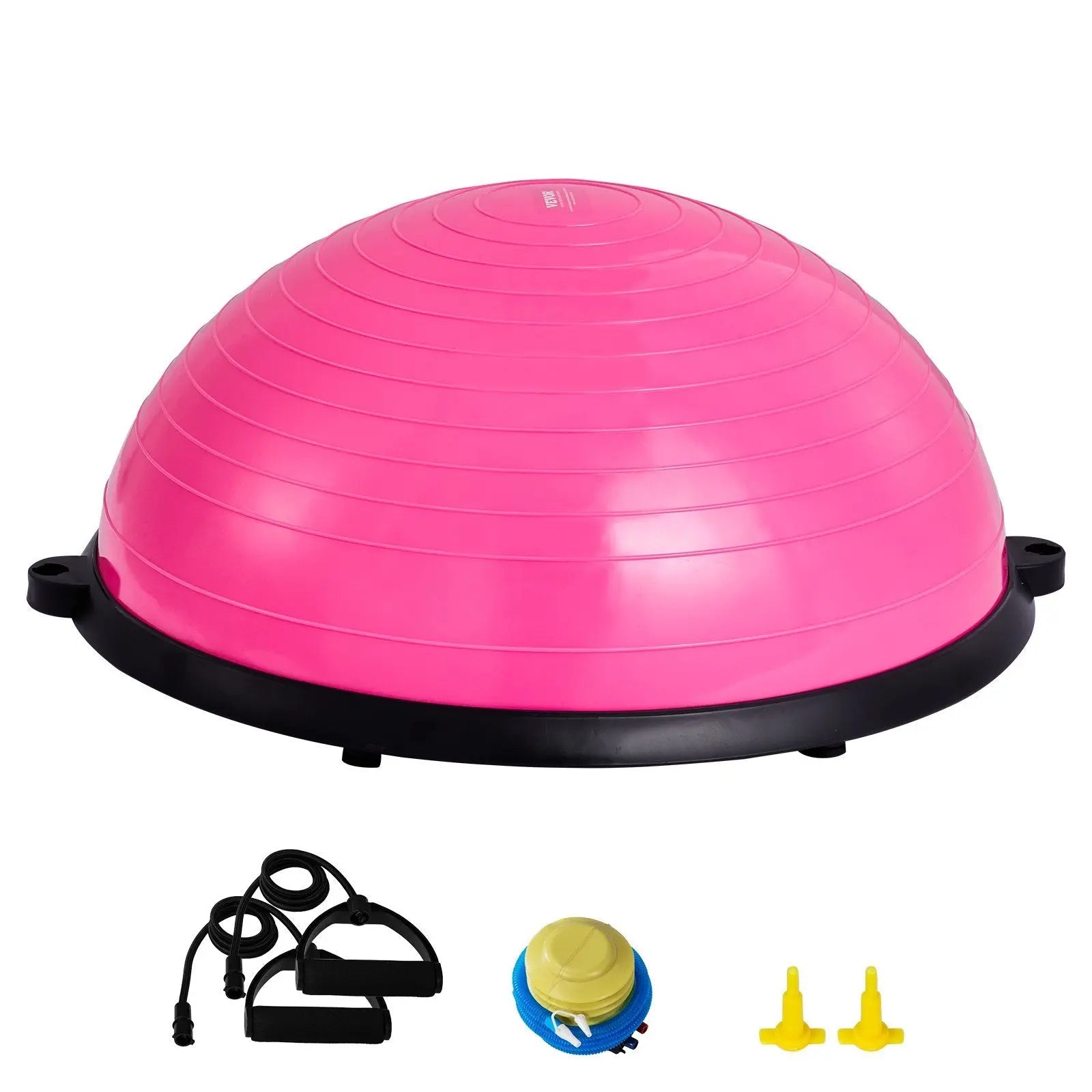 VEVOR Half Exercise Ball Trainer, 23 Inch Balance Ball Trainer, 660lbs Capacity Stability Ball, Yoga Ball With Resistance Bands & Foot Pump, Strength Fitness Ball For Home Gym, Full Body Workout, Bpower Fitness