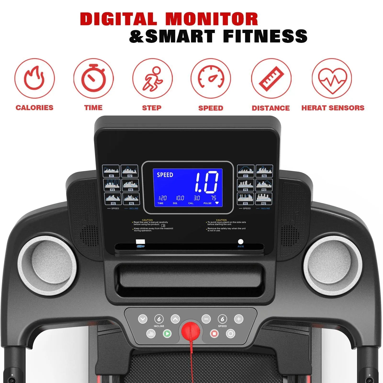 Easy-Move Wheel Treadmill With Cup Holder And Lift Motor Bpower Fitness