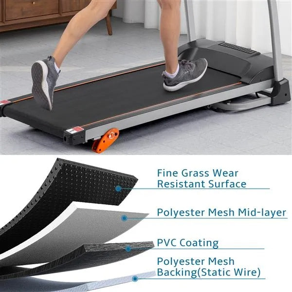 Easy Folding Treadmill For Home Use, 2.5HP Electric Running, Jogging & Walking Machine With Device Holder & Pulse Sensor, 3-Level Incline Adjustable Compact Foldable Bpower Fitness