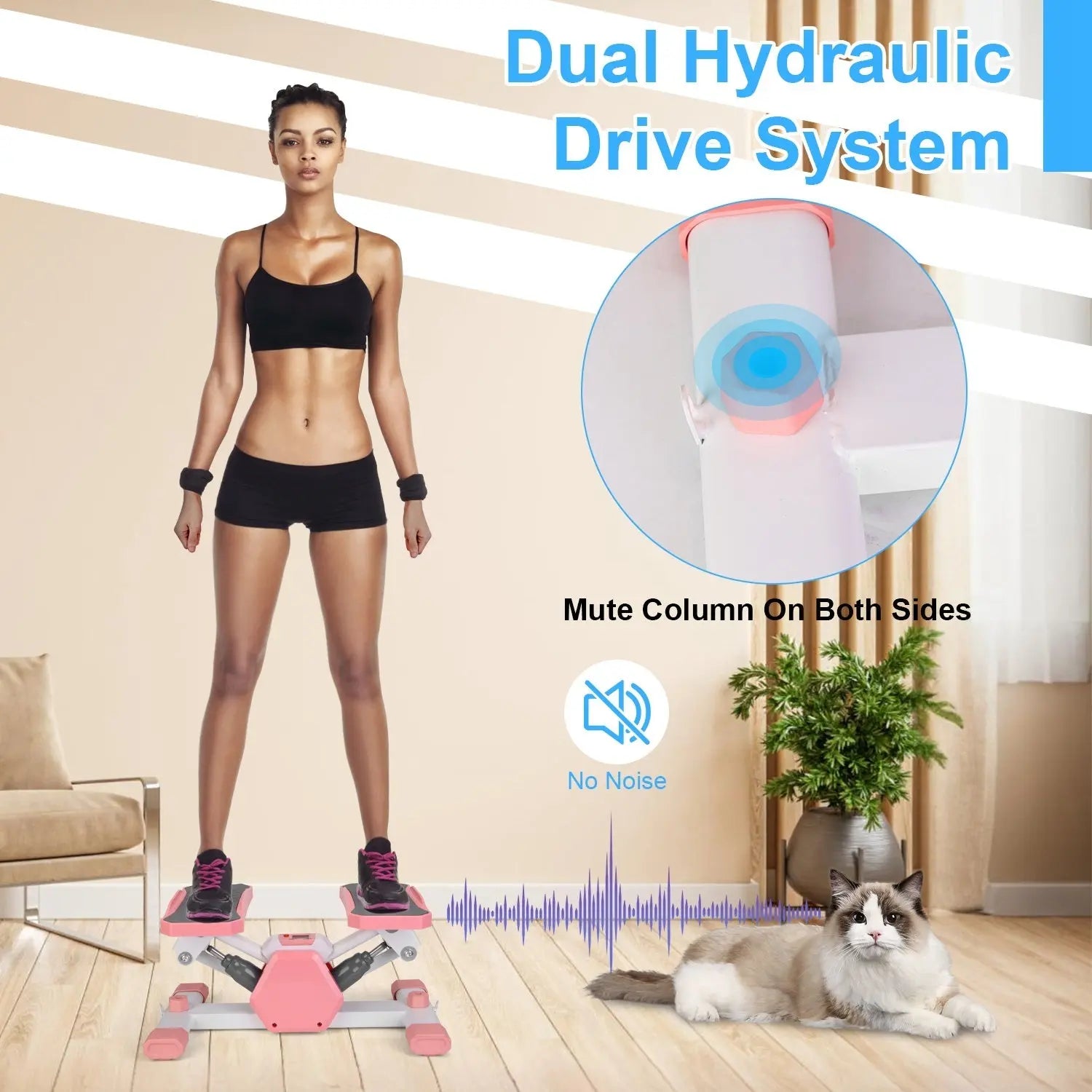 Mini Stepper Stair Stepper With Resistance Bands Quiet Workout Stepper With Digital Timer Max 330.7LBS Load For Home Bpower Fitness