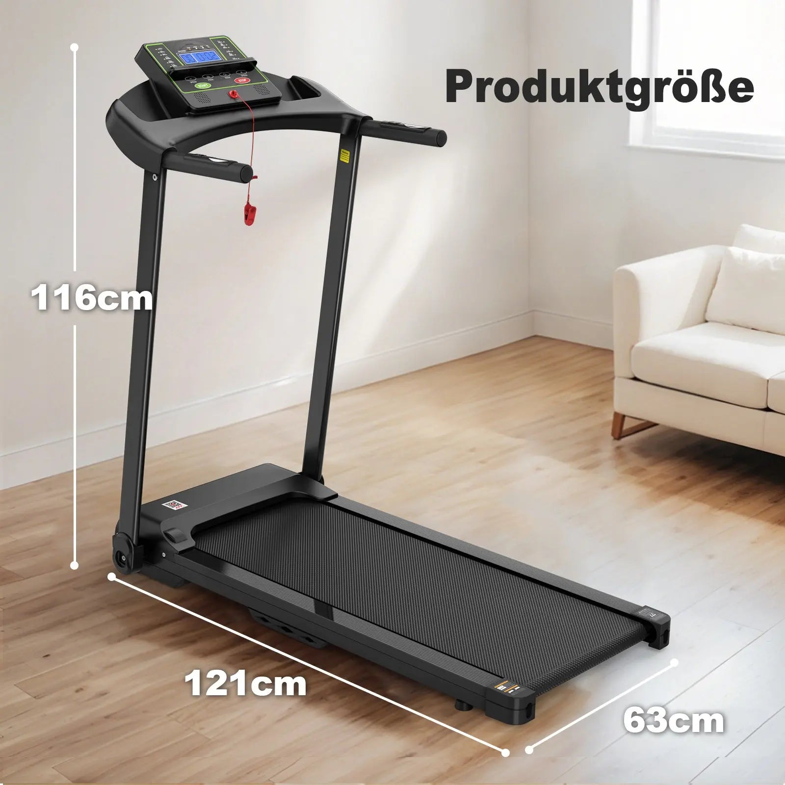 EU Electric Treadmill, Folding Treadmill For Home Up To 12 Kmh, With LED Display, App And Tablet Holder, Compact Treadmill For Home And Office Bpower Fitness