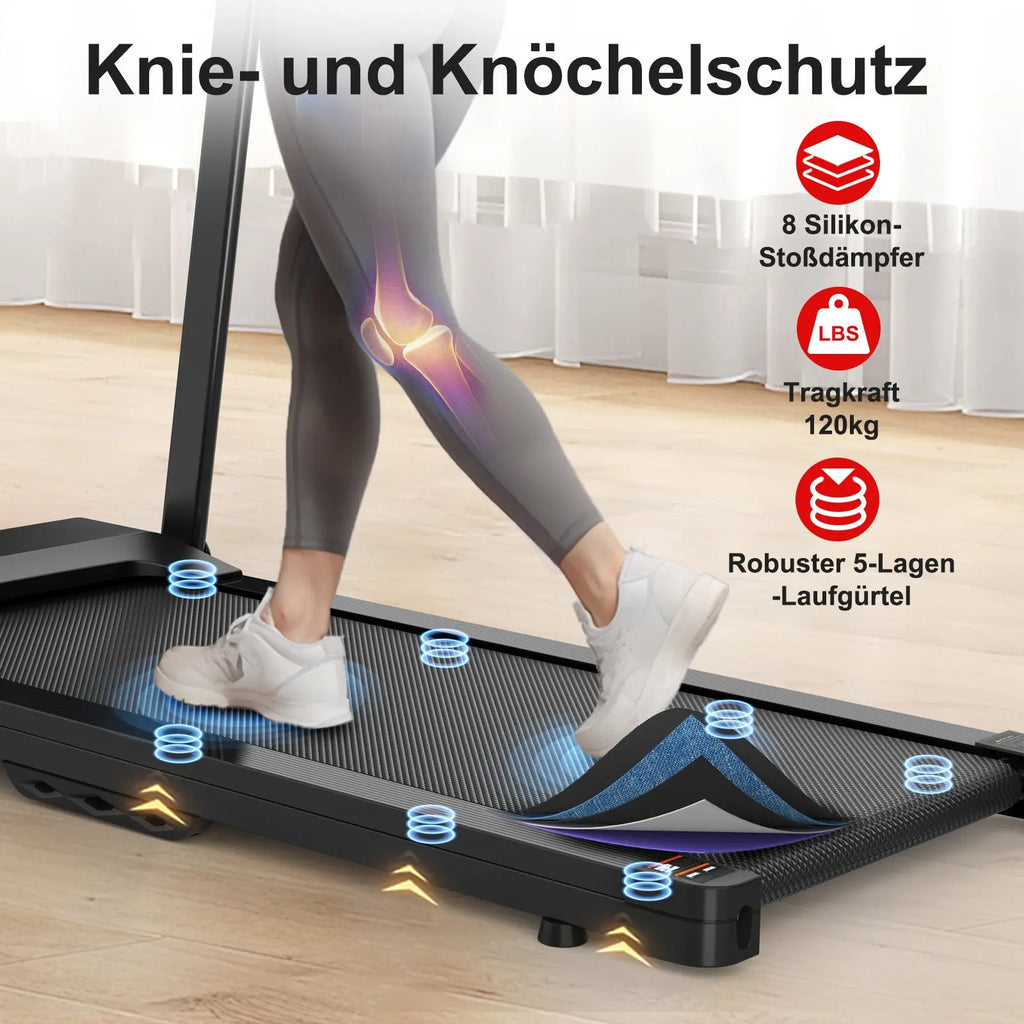 EU Electric Treadmill, Folding Treadmill For Home Up To 12 Kmh, With LED Display, App And Tablet Holder, Compact Treadmill For Home And Office Bpower Fitness