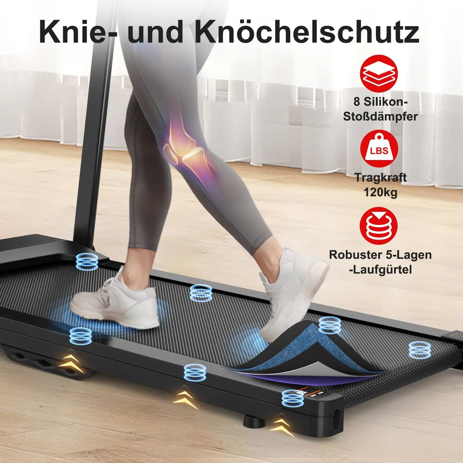 EU Electric Treadmill, Folding Treadmill For Home Up To 12 Kmh, With LED Display, App And Tablet Holder, Compact Treadmill For Home And Office Bpower Fitness