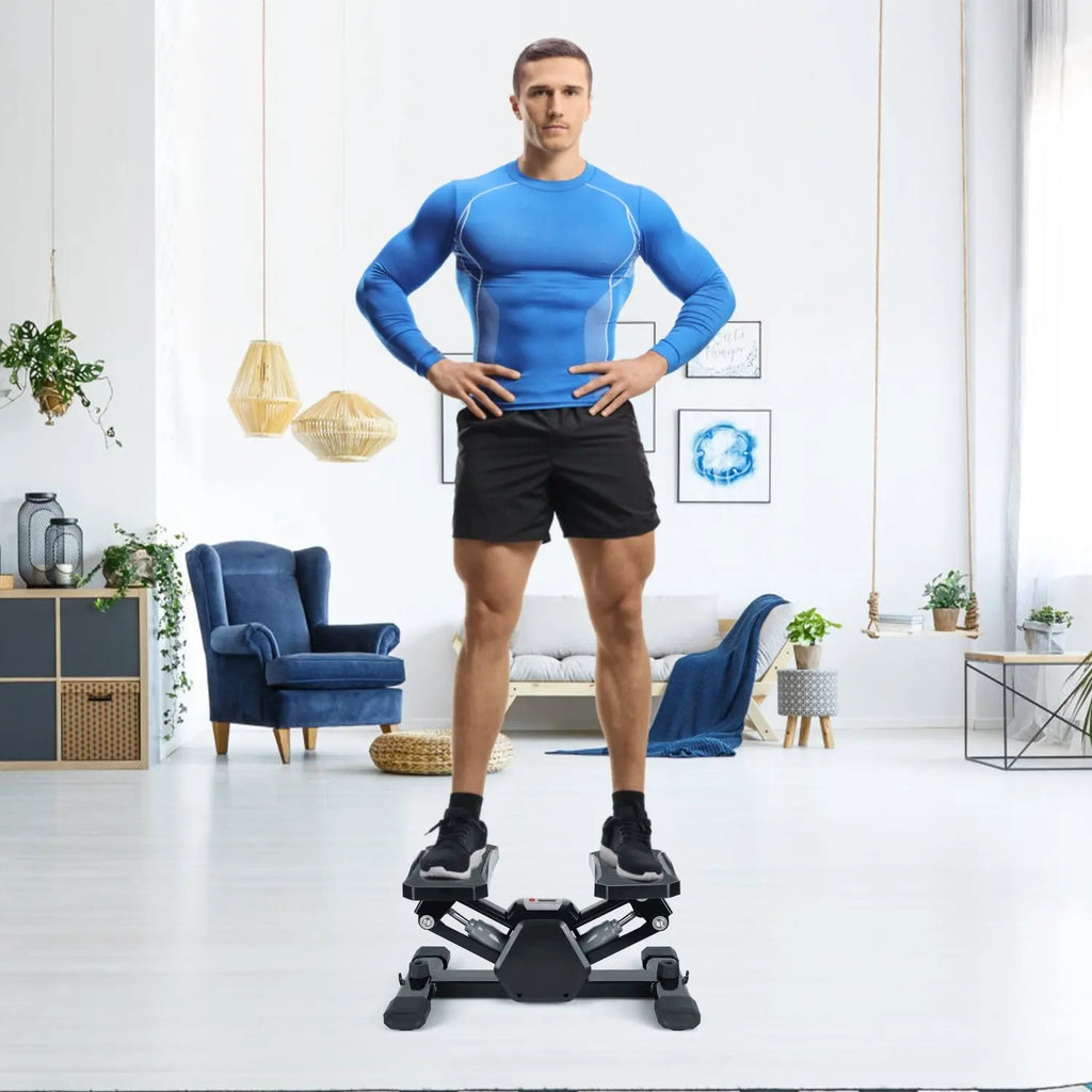Mini Stepper Stair Stepper With Resistance Bands Quiet Workout Stepper With Digital Timer Max 330.7LBS Load For Home Bpower Fitness