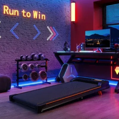 Folding Under Desk Walking Pad Treadmill With Adjustable Incline, 1-6 Km H Low Noise For Home  Office, LED Display, Magnetic Remote Control, Transport Wheels  Plug, Black. Bpower Fitness