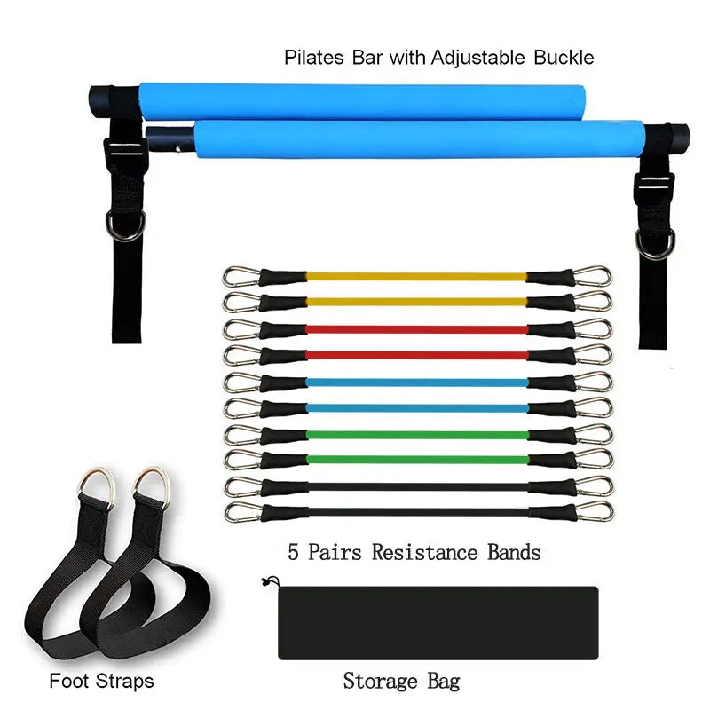 Fitness Yoga Pilates Bar Portable Gym Accessories Sport Elastic Bodybuilding Resistance Bands For Home Trainer Workout Equipment Bpower Fitness