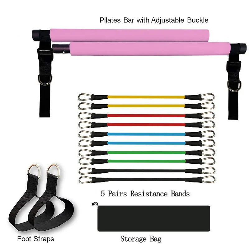 Fitness Yoga Pilates Bar Portable Gym Accessories Sport Elastic Bodybuilding Resistance Bands For Home Trainer Workout Equipment Bpower Fitness