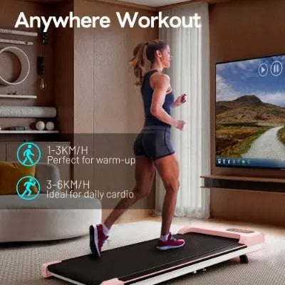 Folding Under Desk Walking Pad Treadmill With Adjustable Incline, 1-6 Km H Low Noise For Home  Office, LED Display, Magnetic Remote Control, Transport Wheels  Plug, Black. Bpower Fitness