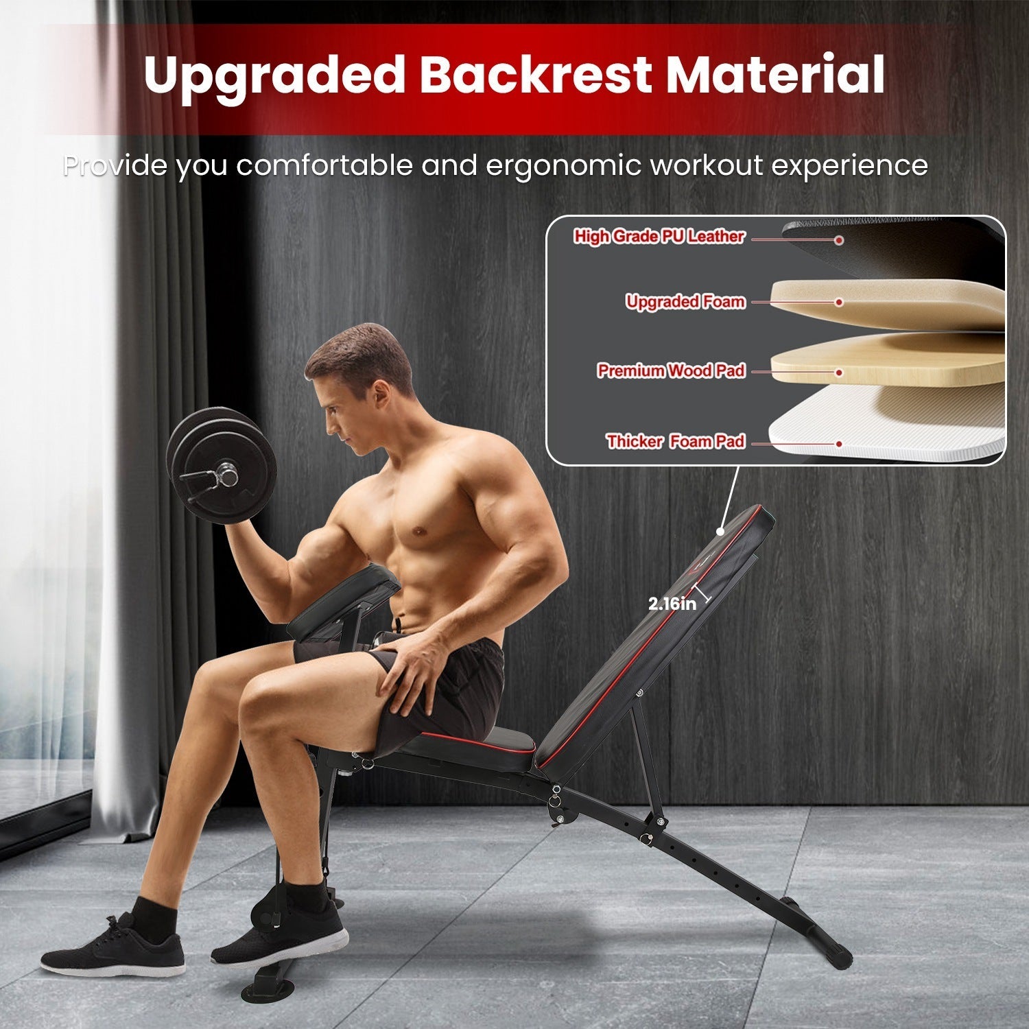 1Pc  Adjustable Weight Bench With Preacher Curl Pad Resistance Bands Leg Extension For Home Gym Full Body Exercise Fedex Shipping Bpower Fitness